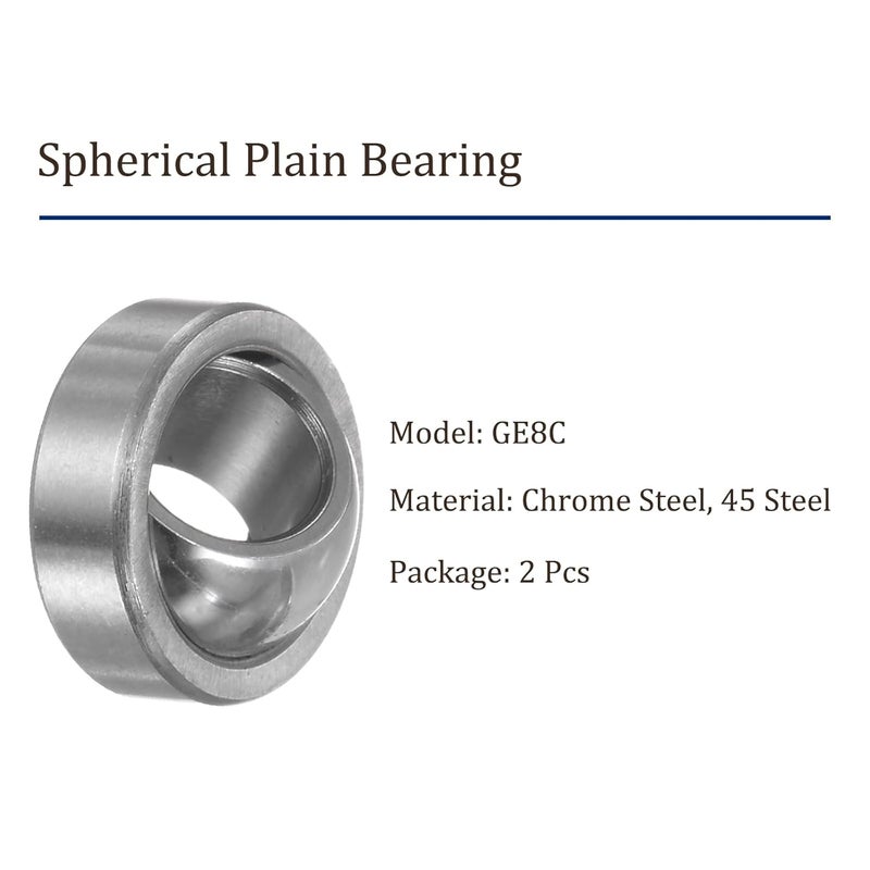 Kozelo 2 Pcs GE8C Spherical Plain Bearing - [7.9mm x 16mm x 7.9mm] Pre-Lubricated Radial Spherical Plain Bearing, Chrome Steel - Image 2